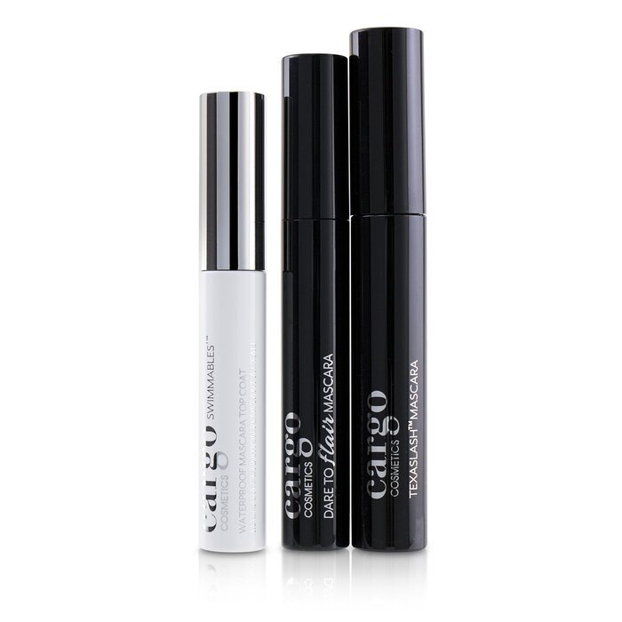 Cargo Mascara Kit: 1x Dare To Flair Mascara, 1x Texalash Mascara, 1x Swimmables Waterproof Mascara Topcoat 3pcs