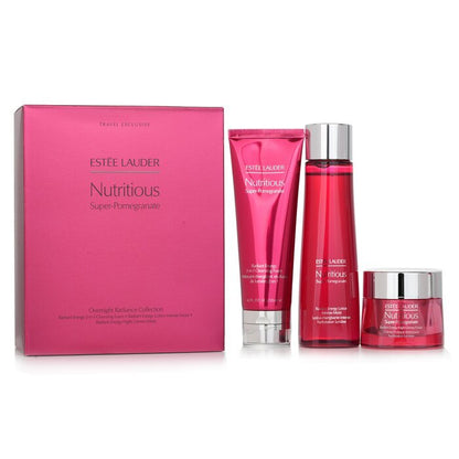 Estee Lauder Nutritious Super-Pomegranate Overnight Radiance Collection: Cleansing Foam 125ml+Lotion Intense Moist 200ml+Night Creme 50ml 3pcs