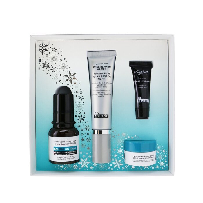 Dr. Brandt Skincare Wishlist Kit: Pore Refiner Primer 30ml+ Wrinkle Smoothing Cream 15g+ Microdermabrasion 7.5g+ Hyaluronic Cream 10g 4pcs