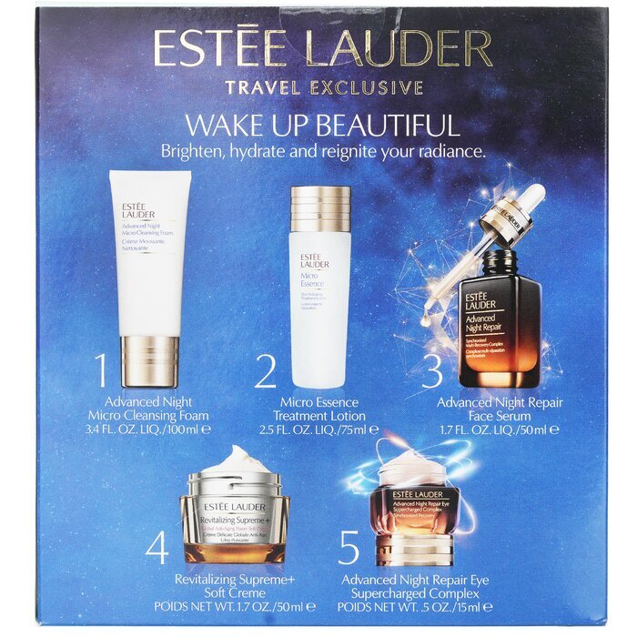 Estee Lauder Your Nightly Skincare Experts: ANR 50ml+ Revitalizing Supreme+ Soft Cream 50ml+ Eye Supercharged 15ml+ Micro Cleans... 5pcs