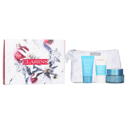 Clarins Hydration Collection: Hydra-Essentiel Silky Cream 50ml+ Fresh Scrub 15ml+ SOS Hydra Mask 15ml+ Pouch 3pcs+1pouch