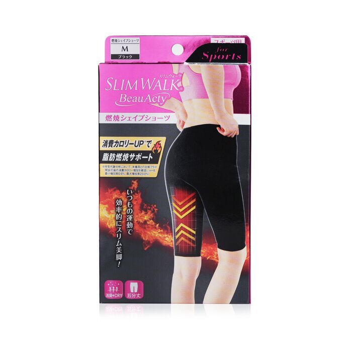 SlimWalk Compression Fat-Burning Support Shape Shorts for Sports - #Blacks (Size: M) 1pair