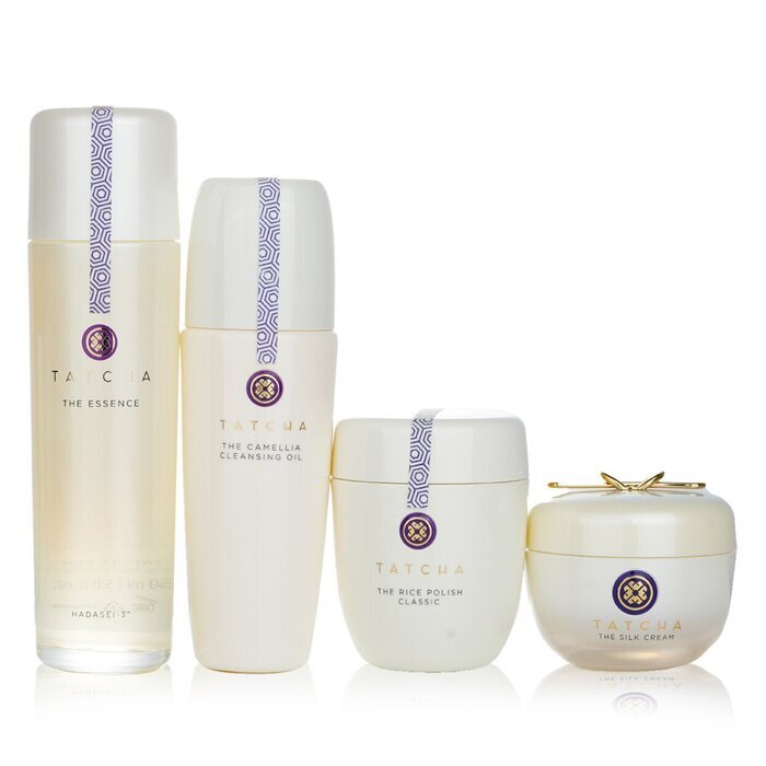 Tatcha Ritual For Firm Skin Set: Camellia Cleansing Oil 150ml + Essence 150ml + Silk Cream 50ml + Rice Polish 60g 4pcs