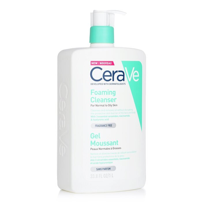 CeraVe Foaming Cleanser For Normal to Oily Skin (With Pump) 1000ml/33.8oz