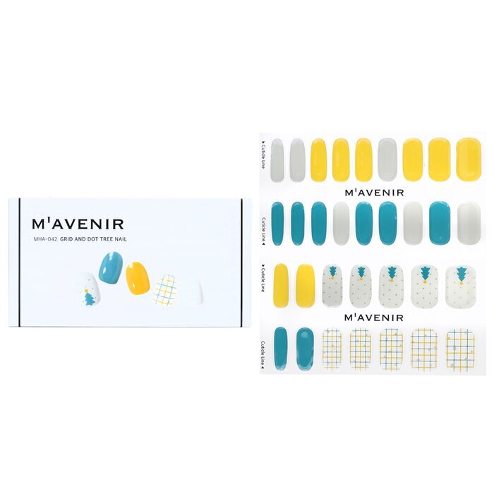 Mavenir Nail Sticker (Assorted Colour) - # Grid And Dot Tree Nail 32pcs