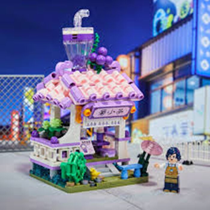 Pantasy Food Street Series - Classical Grape Juice Shop Building Bricks Set 26.5*20*6cm