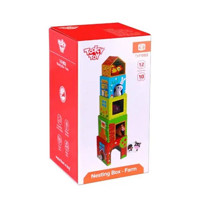 Tooky Toy Co Nesting Box - Farm 13x13x13cm