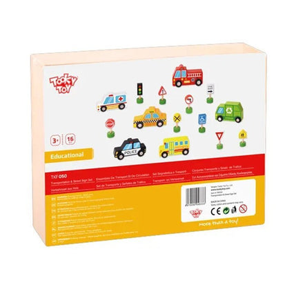 Tooky Toy Co Transportation & Street Sign Set 30x22x4cm