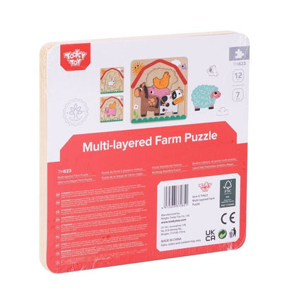 Tooky Toy Co Multi-layered Farm Puzzle 17x17x2cm