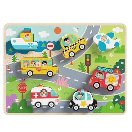 Tooky Toy Co Chunky Puzzle - Transportation 30x21x2cm