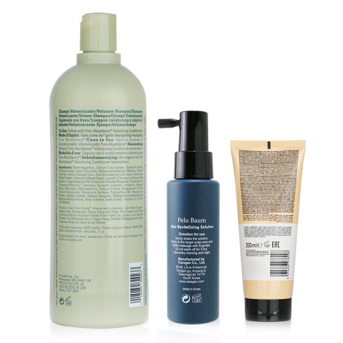 Pelo Baum Hair Revitalizing Solution 60ml + Aveda Volumizing Shampoo 1000ml + L'Oreal Resurfacing Conditioner 200ml 3pcs