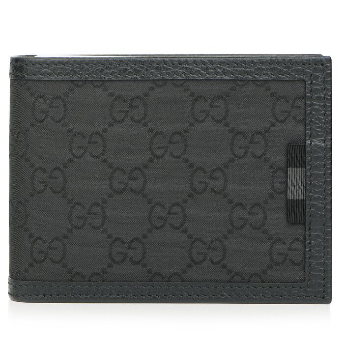 Canvas Web Tab GG Guccissima Trifold Wallet 217044 Black