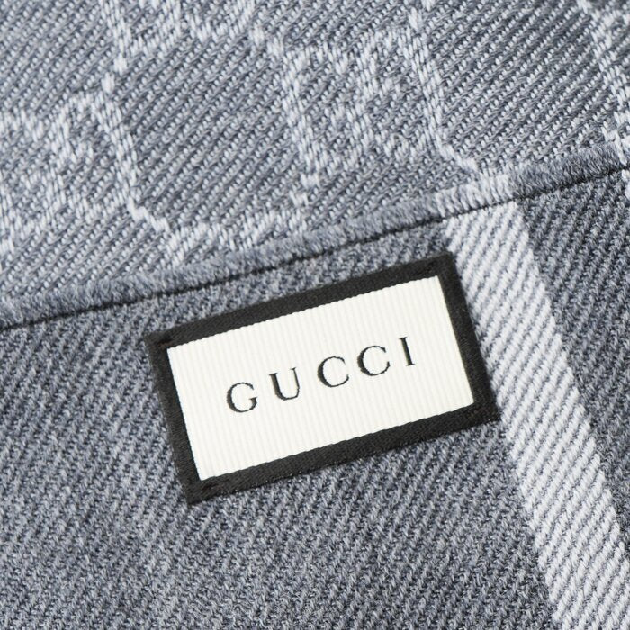 Reversible Arlisse GG Guccissima Scarf Muffler 544619 Grey Grey