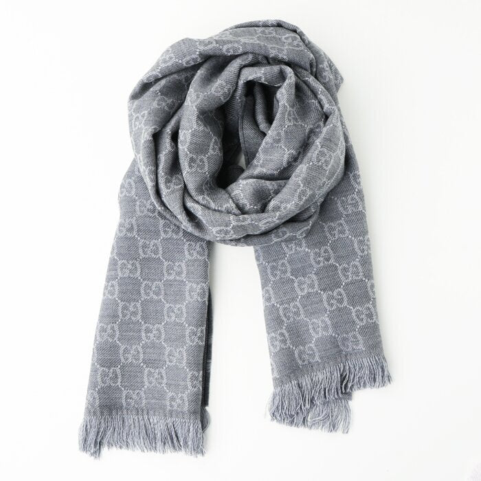 Reversible Arlisse GG Guccissima Scarf Muffler 544619 Grey Grey