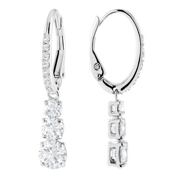 Swarovski Attract Trilogy hoop earrings 5416155 - Round cut, White, Rhodium plated White