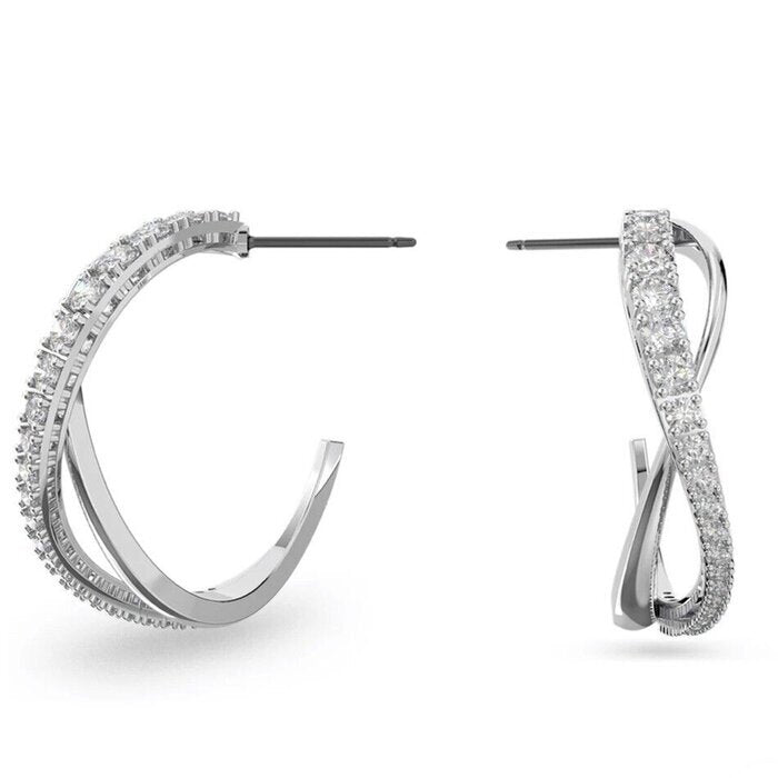 Swarovski Twist hoop earrings 5563908 - White, Rhodium plated White