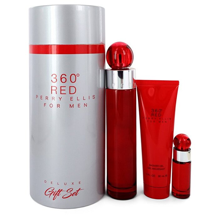 Perry Ellis Perry Ellis 360 Red Gift Set - 3.4 oz Eau De Toilette Spray + Mini Eau De Toilette Spray + 3 oz Shower Gel in Tube Box